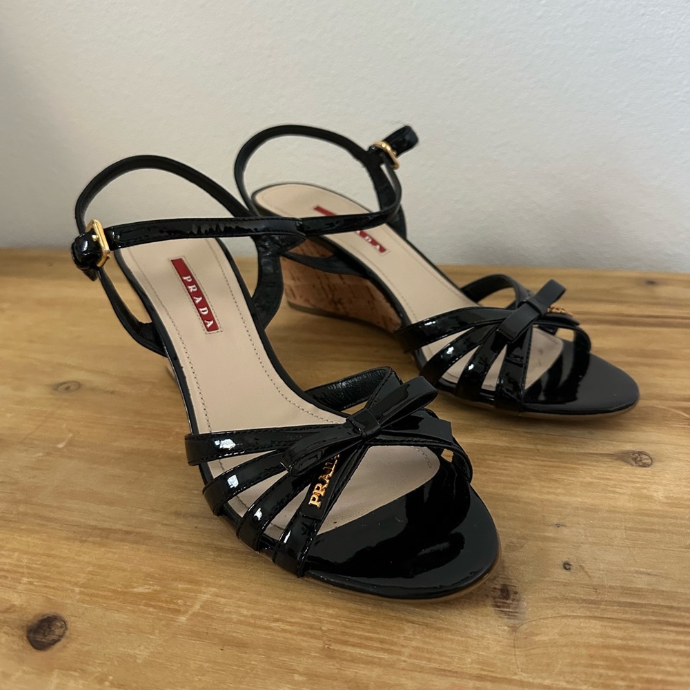 Prada Black Wedge Shoes Elegant Design